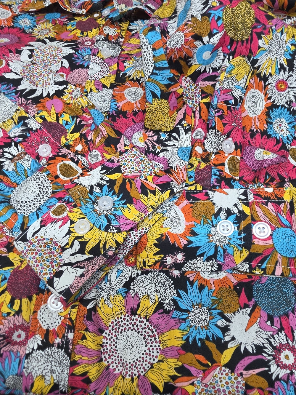 Tunevuse Mens 3XL Long Sleeve Button Hippie Flower Shirt Colorful Floral - Picture 6 of 7